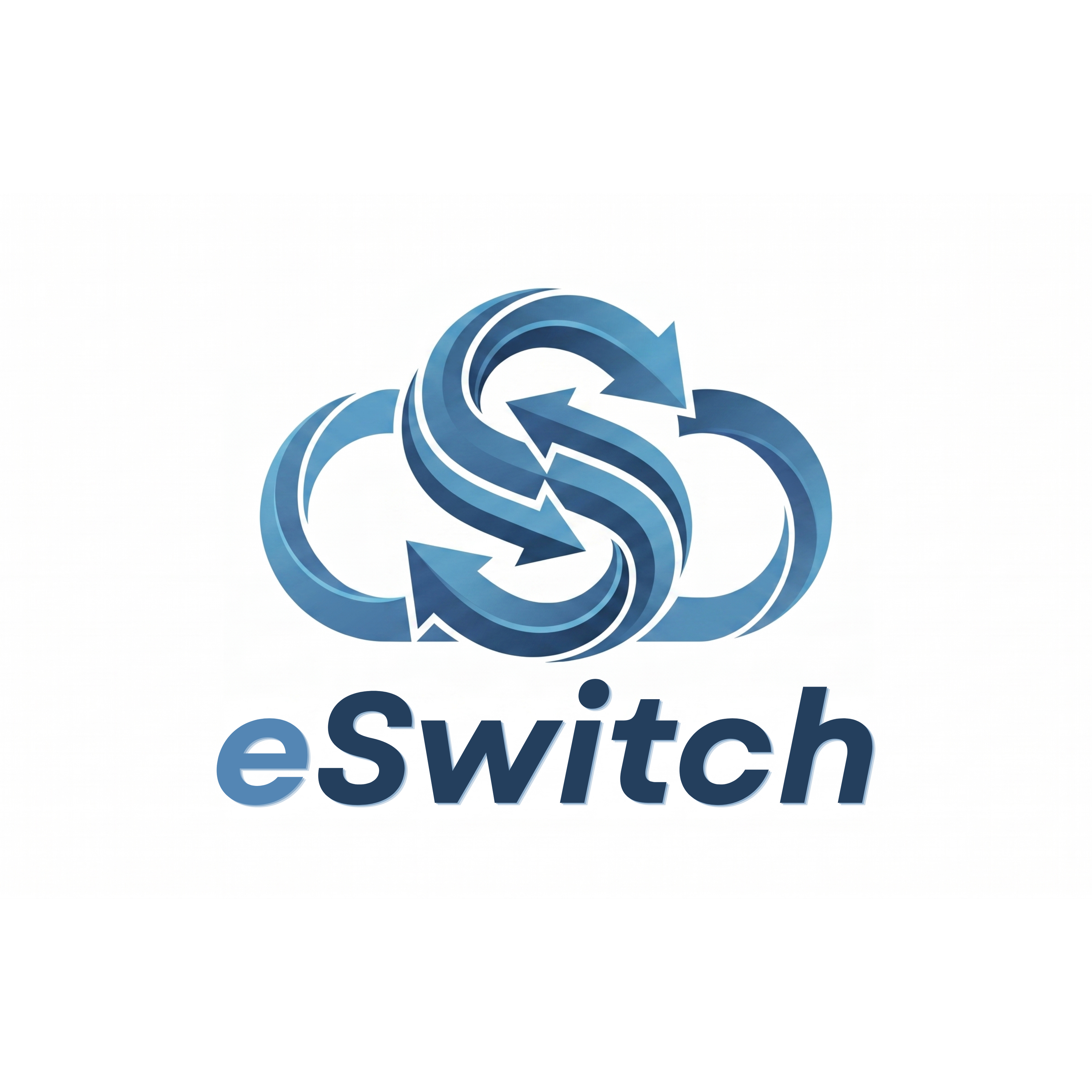 The eSwitch logo, featuring a stylized blue circular arrow emblem above the brand name 'eSwitch' in dark blue, set against a plain white background.